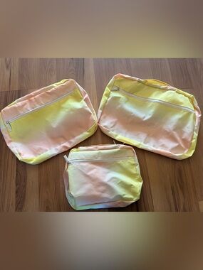 CALPAK Packing Cubes Set of 3 Yellow Peach Travel Organizers